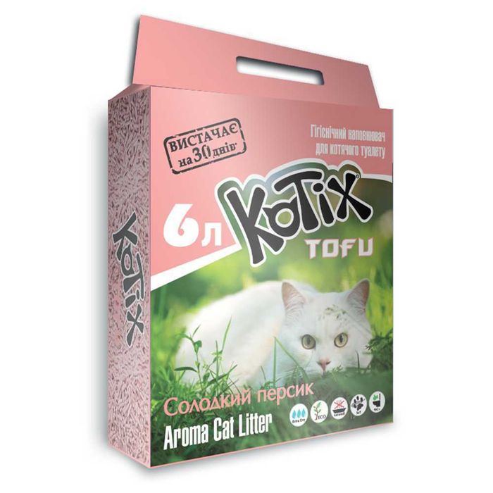Наповнювач соєвий Kotix Tofu 6л для котячого туалету. 2 Види Тофу