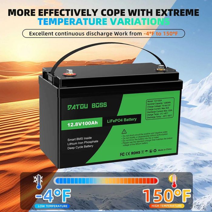 Акумулятор DATOUBOSS 12V 100Ah LiFePO4 с BMS 100A