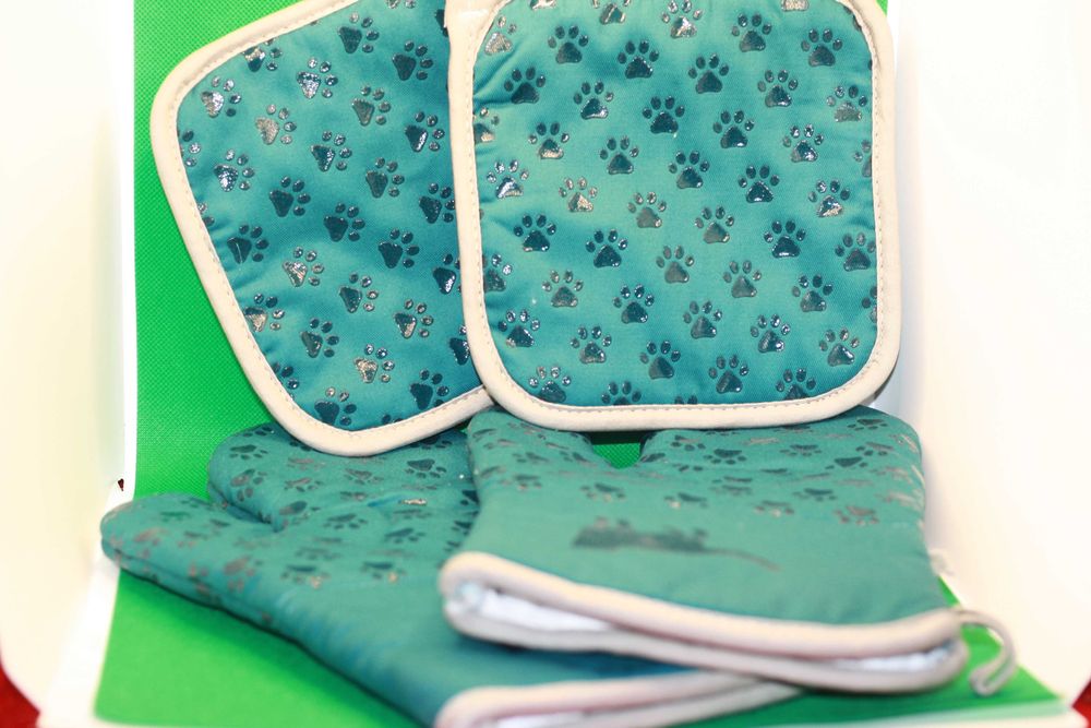 luvas e pegas para forno com motivos de Gatos e Suportes para Panelas