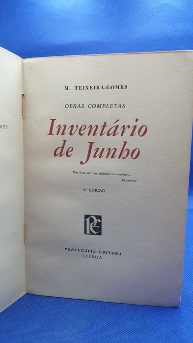 Livro - REF PAR1 - M. Teixeira Gomes - Inventário de Junho