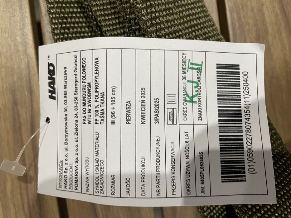 Pas do munduru polowego