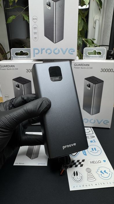 Павербанк Proove Guardian 30000mAh 22.5W Power Bank з LED-дисплеєм швидка зарядка зовнішній акумулятор Metal Gray