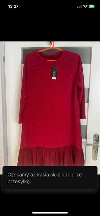 Sukuenka wizytowa w kolorze wina z blinkiem roz.XL