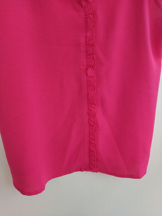 Top Romântico Fúchsia / Rosa Choque com Folhos,  Estilo Fluído - Shein - Tamanho M