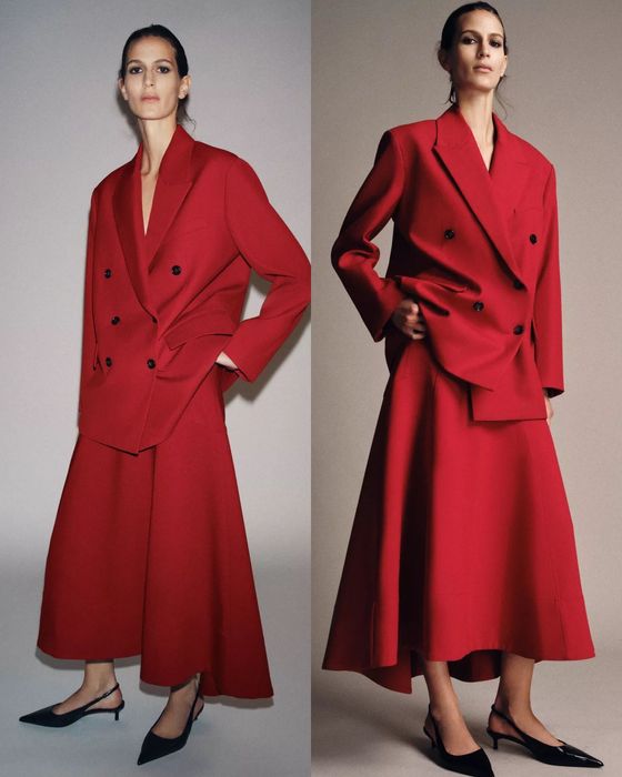 Міді спідниця годе ZARA червона красная юбка миди плотная яркая весна