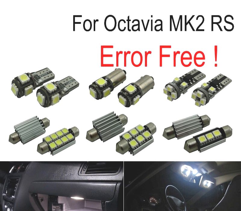 KIT COMPLETO DE 12 LAMPADAS LED INTERIOR PARA SKODA OCTAVIA 2 SALÞãN MK2 MK II SEDAN RS 1Z3 05-12