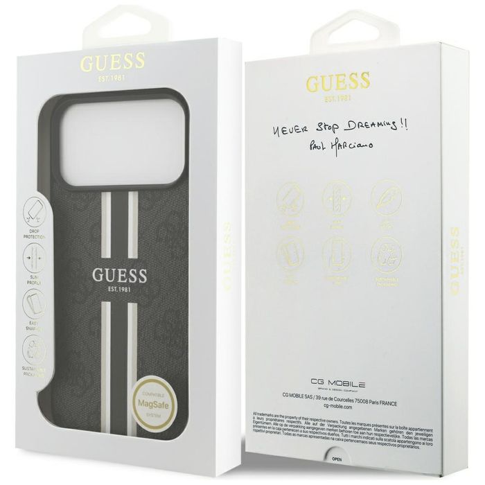 Etui Guess 4G Printed Stripes MagSafe doiPhone 17 Pro Max czarny