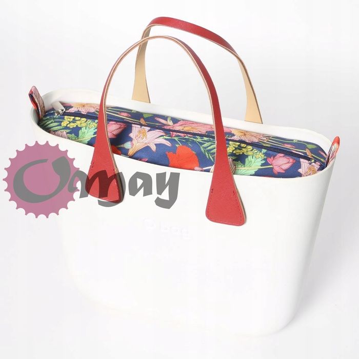 Granatowy organizer wkład do OBAG MINI kwiaty maki czerwone 2 kieszenie OMAY
