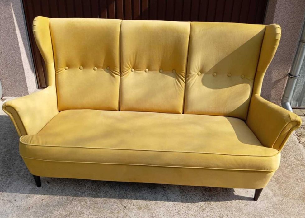 Sofa 3 osobowa żółta