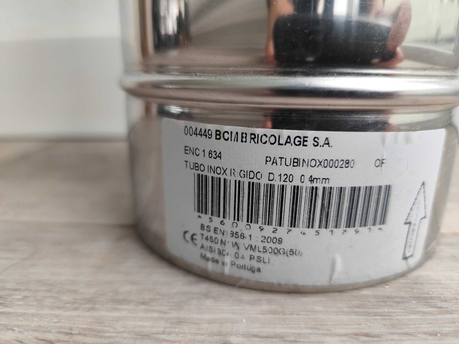 Tubos Inox 304 D120 1metro para salamandra/lareira