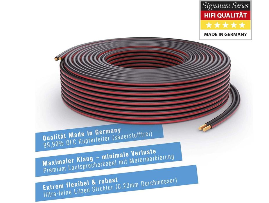 Високоякісний німецький акустичний OFC кабель PureLink 2x4 mm2