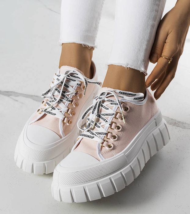 Różowe trampki na platformie Toni