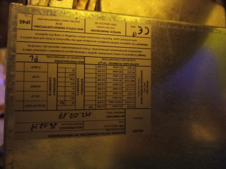 Płyta gazowa pod szkłem SOLGAZ Nowa Okazja G20