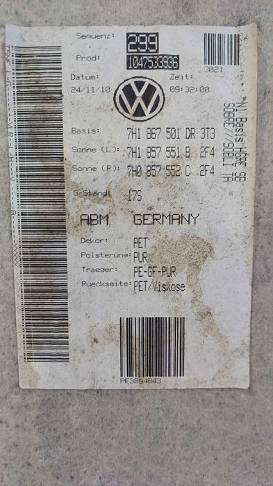 Потолок стеля Volkswagen T5 2003-2015 передній