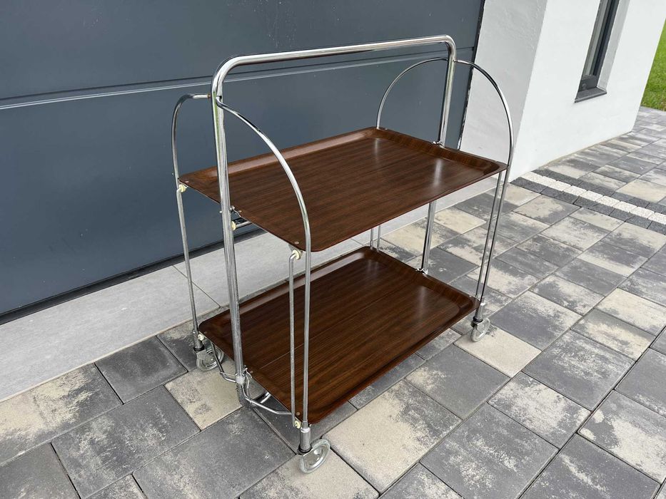 Składany wózek barowy barek na kółkach pomocnik vintage retro mid century