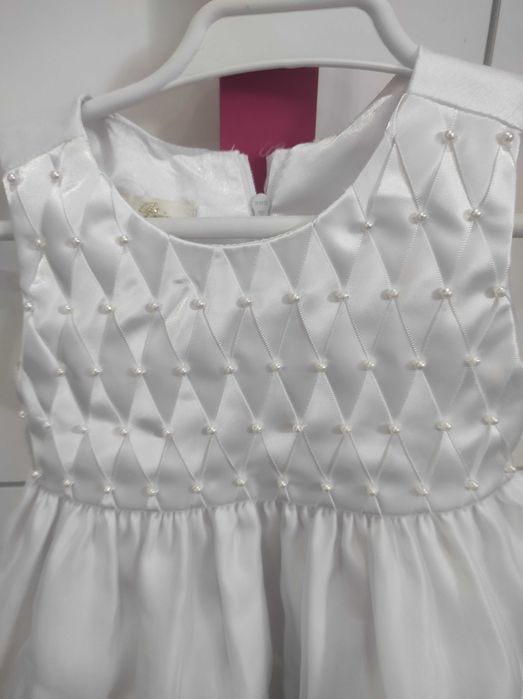 Sukienka roczek elegancka biała rozm 80