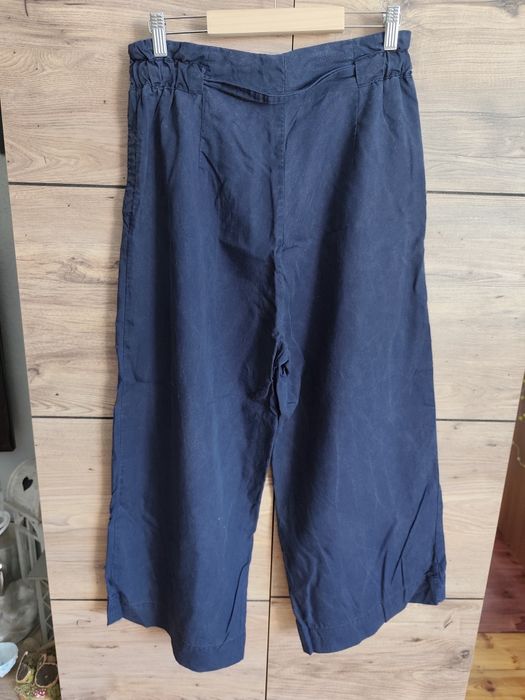 H&M 40 granatowe szerokie spodnie wysoki stan szwedy
