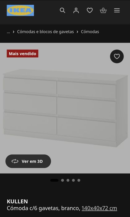 Cómoda IKEA kullen 6 gavetas, branco - NOVO, embalado