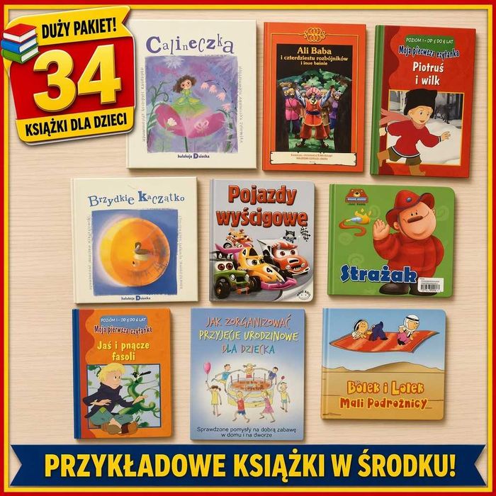 Zestaw 34 Książek dla Dzieci – Bajki, Gazetki i Kolorowanki (Pakiet)