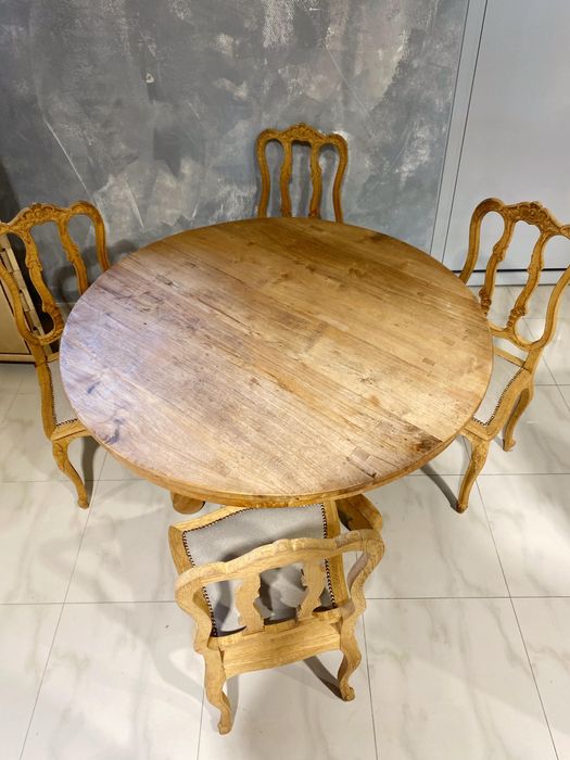 Stół dąb okragly drewno oczyszczony biedermeier