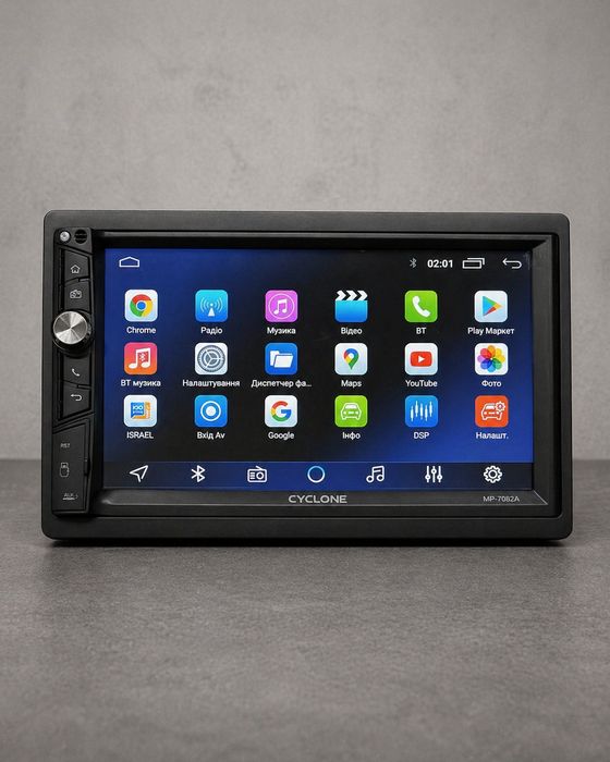 Магнітола Cyclone MP-7082A 2DIN Android 10 2/32GB IPS Wi-Fi Bluetooth CarPlay Android Auto Auto