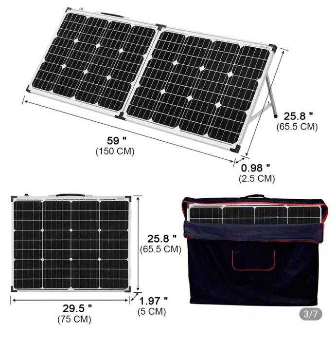 Painel solar 100W 6A 12V com controlador e suporte - Novo.