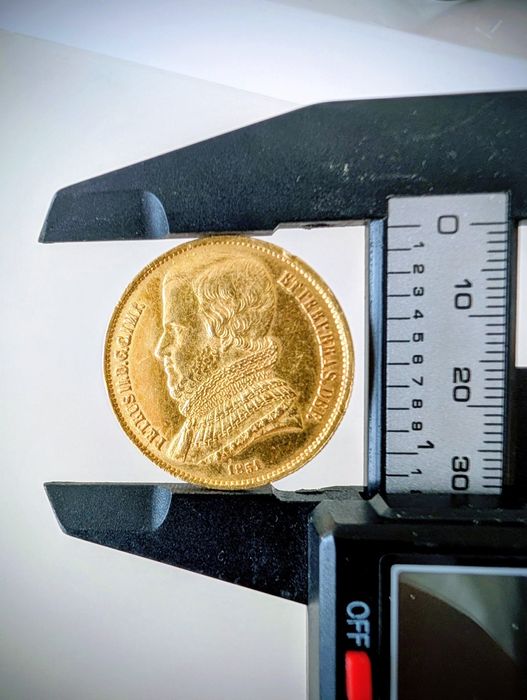 Moeda ouro 20.000 Reis D. Pedro II Brasil 1851