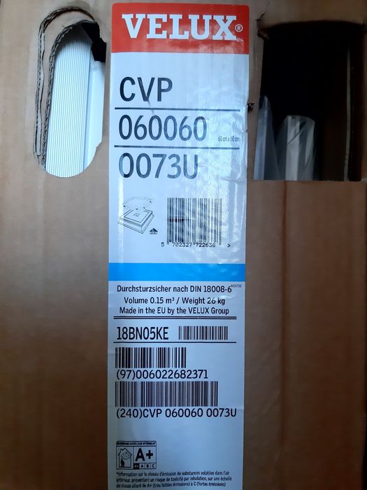 Claraboias VELUX CVP 73U 60x60 NOVAS