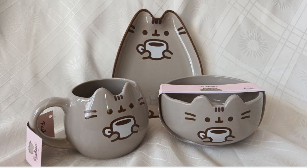 Pusheen kubek+talerzyk+miska