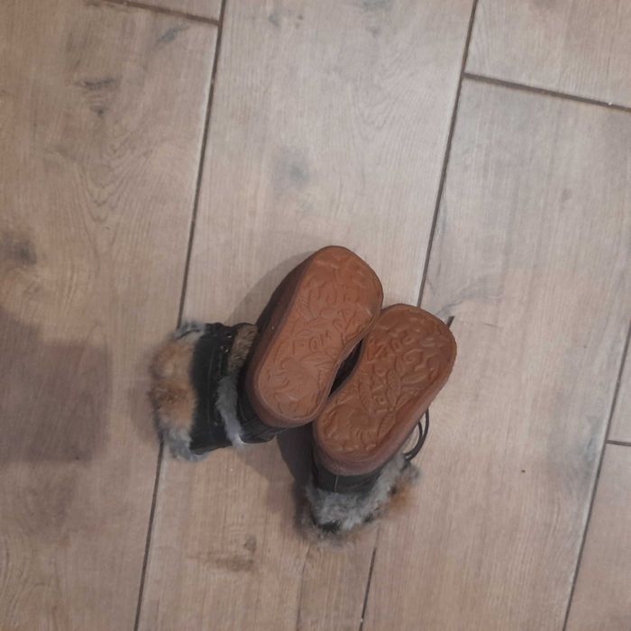 Buty zimowe dla dziewczynki POM D'API, skórzane, rozm. 24, kolor brąz