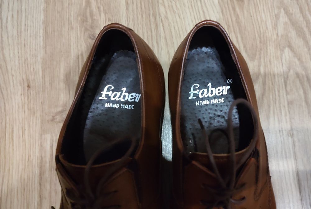 Faber, Brozowe półbuty skórzane, rozmiar 40