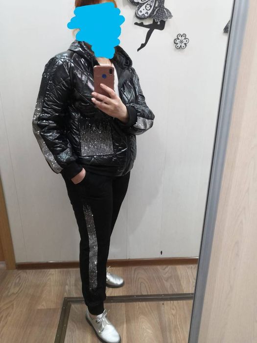 Костюм-куртка і штани Турція зі стразами батал 52-56