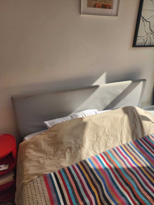 GLADSTAD Cama estofada c/2 caixas arrum, Kabusa cinz clr, 140x200 cm