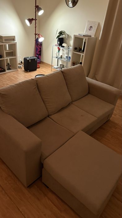sofá 3 lugares bege