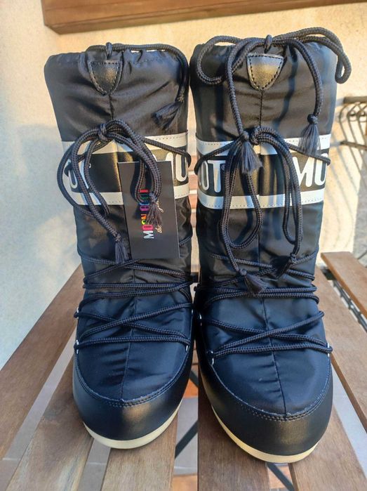 Czarno białe moon boot 39-41 długie