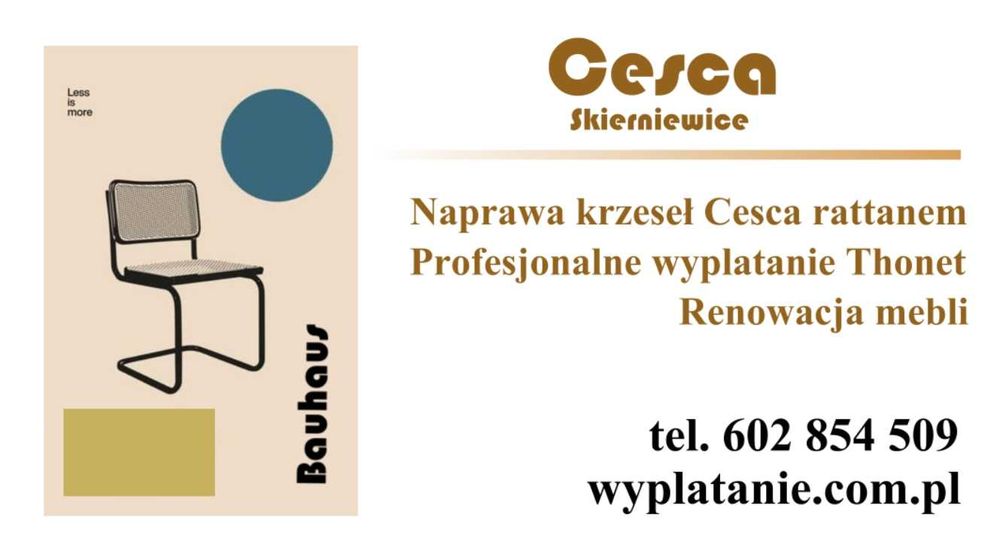 CESCA, M. Breuer; Rattan, Thonet - naprawa krzeseł. Renowacja mebli.