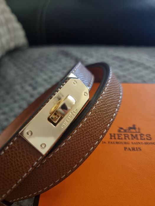 Pasek Hermes. Brazowy.