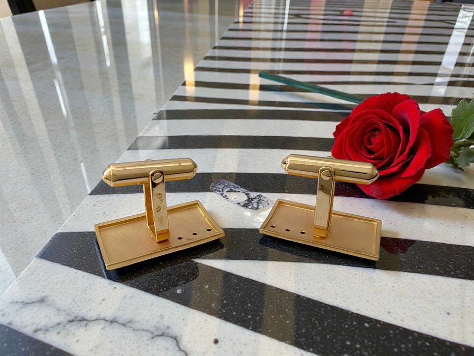 Spinki złote pr. 585 ze szmaragdami Lombard Gorzów