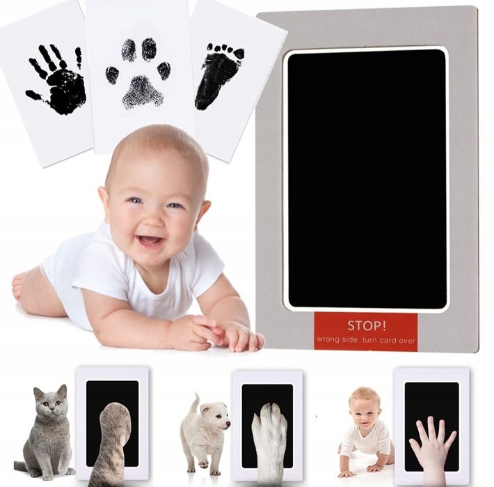 Odcisk czarny tusz do dłoni i stóp dziecka 2 szt