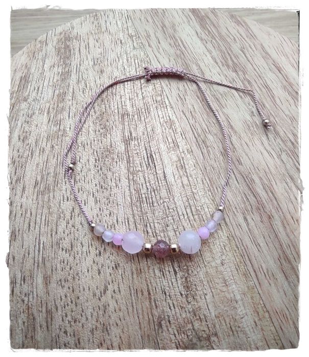 Bransoletka sznurek różowy kwarc