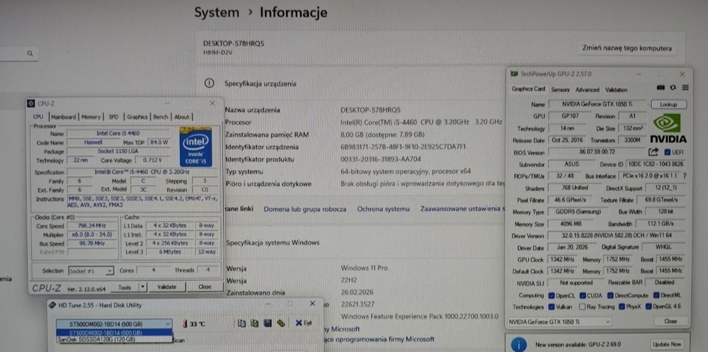 Komputer Gamingowy Intel Core i5 4460 NVIDIA GTX 1050 TI 8GB SSD+HDD