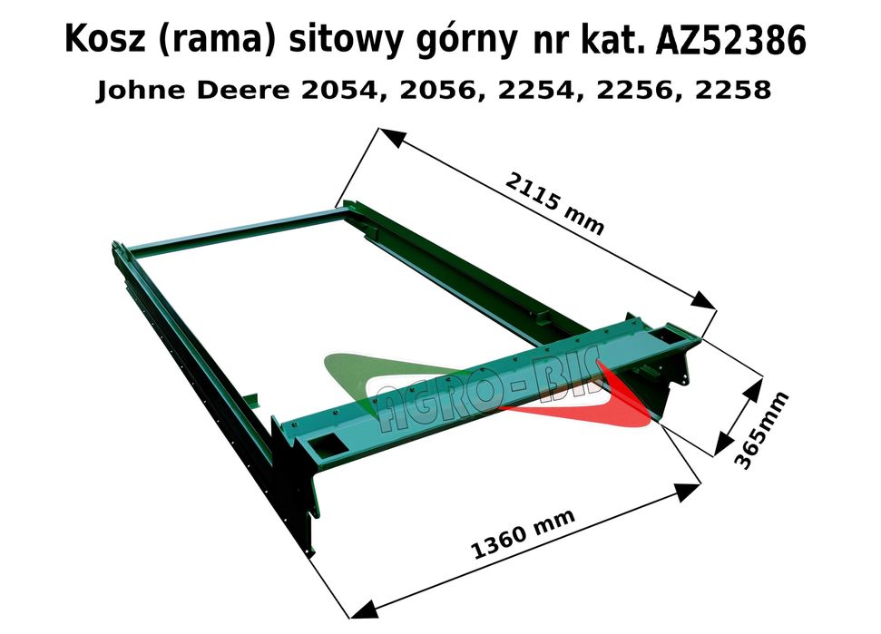 Kosz (rama) sitowy górny AZ52386 Johne Deere 2056;2256.