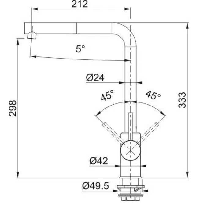 Bateria kuchenna z wyciąganą wylewką Franke Sirius 115.0476.824 - NOWA