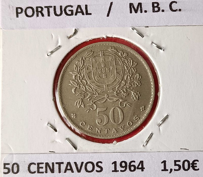 4 Moedas Portuguesas da 2⁰ República 50 Centavos ( Alpaca )