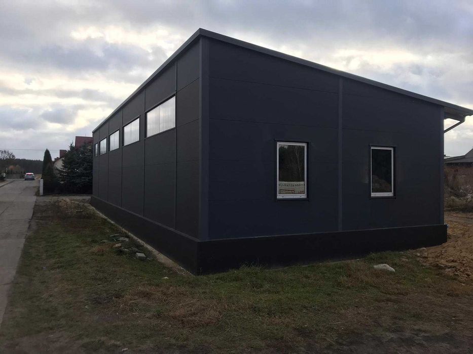 Hala warsztatowa 10x28 z płyty warstwowej- dach jednospadowy- solidna!