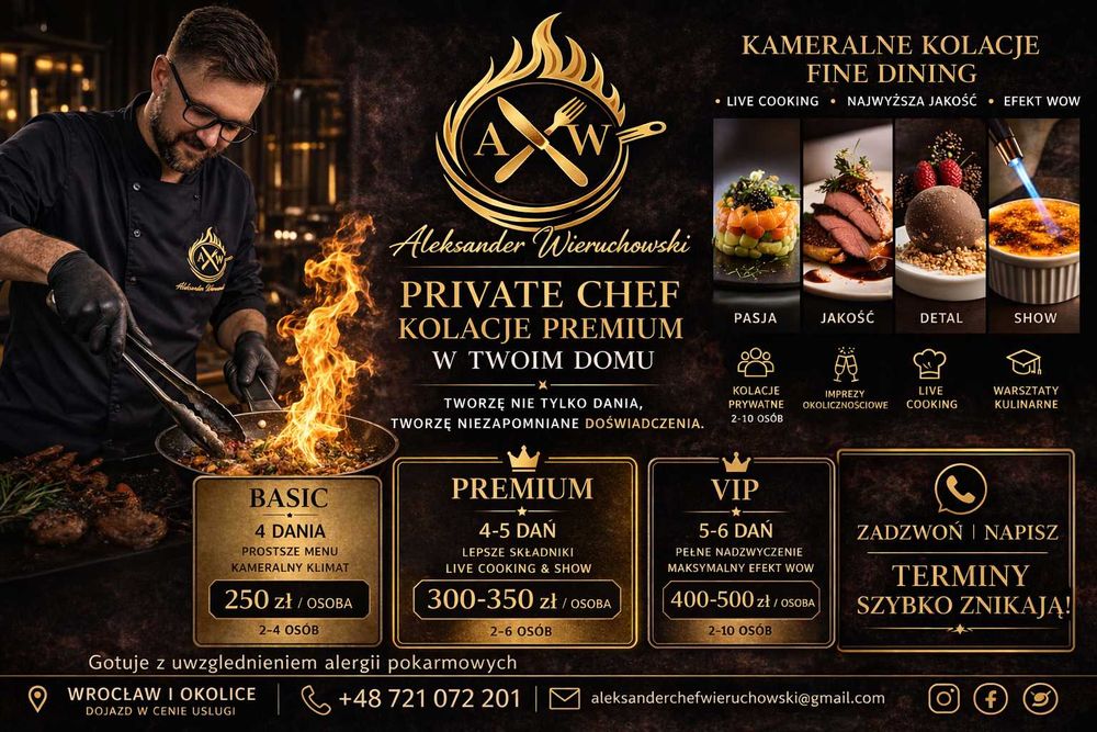 private chef/profesjonalny kucharz w twojej kuchni