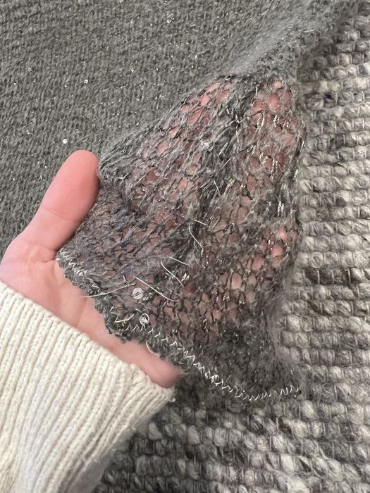 Brązowy błyszczący sweter mgiełka, prześwitujący