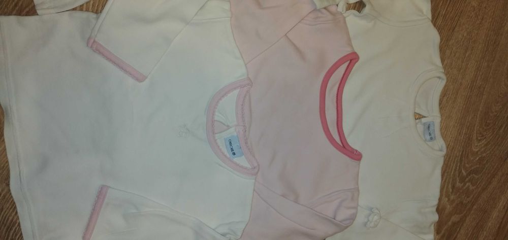 80-98 bluzeczki bluzki z długim + sukienka biała + gratis