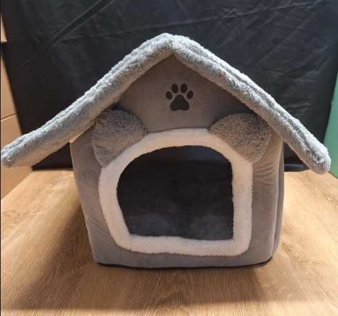 Domek dla kota Purlov legowisko miękkie ciepłe szare