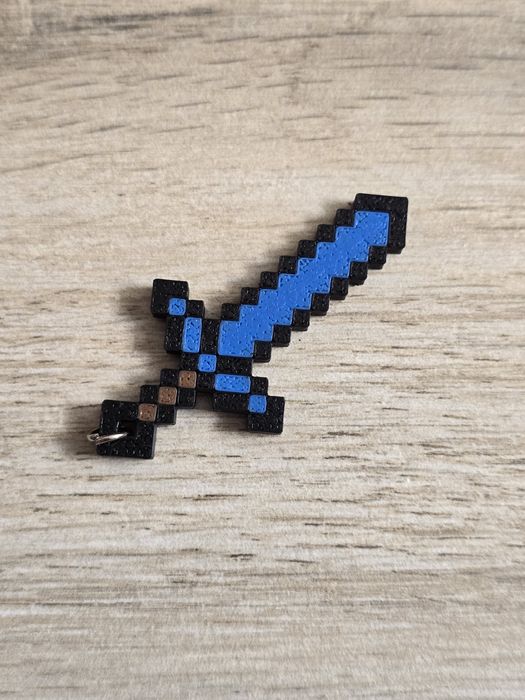 Breloczek Diamentowy Miecz Minecraft 3d - Brelok Druk3d fidget